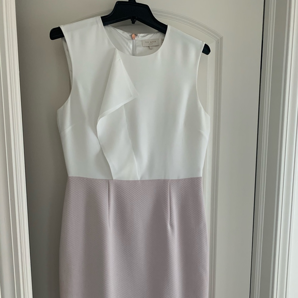 Ted Baker White and Lavender Shealth Dress